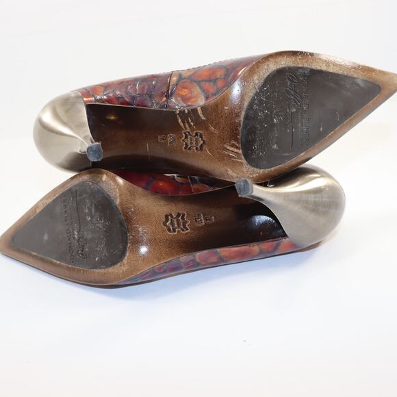 Donald J Pliner Brown Textured Leather Heels Size 6.5 - Picture 7 of 8